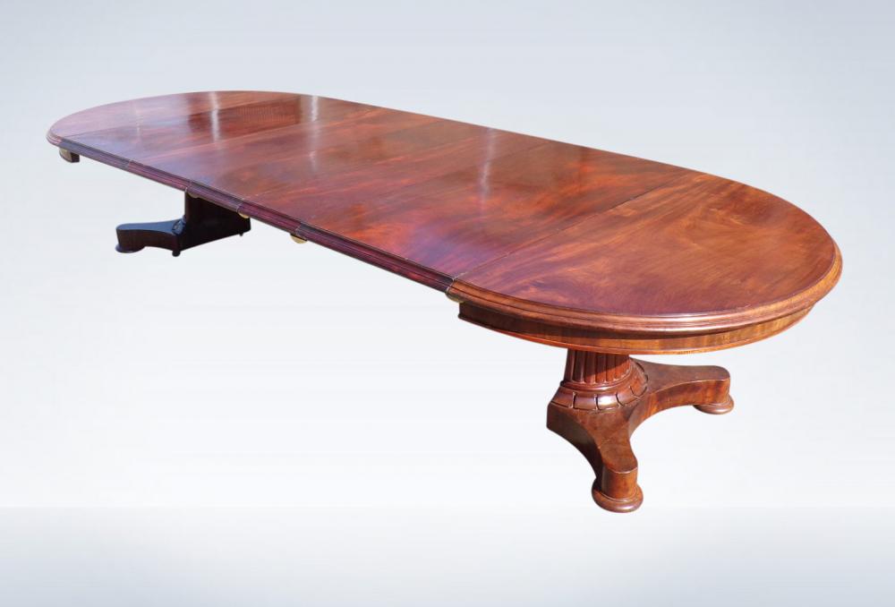 12ft Round Regency Mahogany Pedestal Extending Dining Table