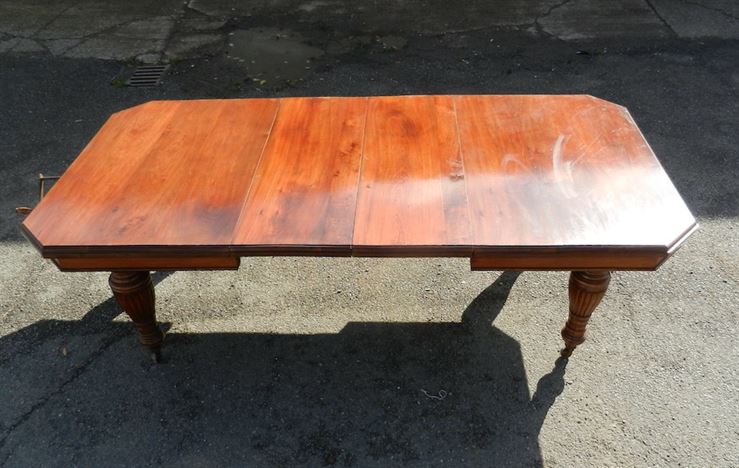 8ft Victorian Extending Table - Late 19th Century Walnut Extending Wind Out Dining Table