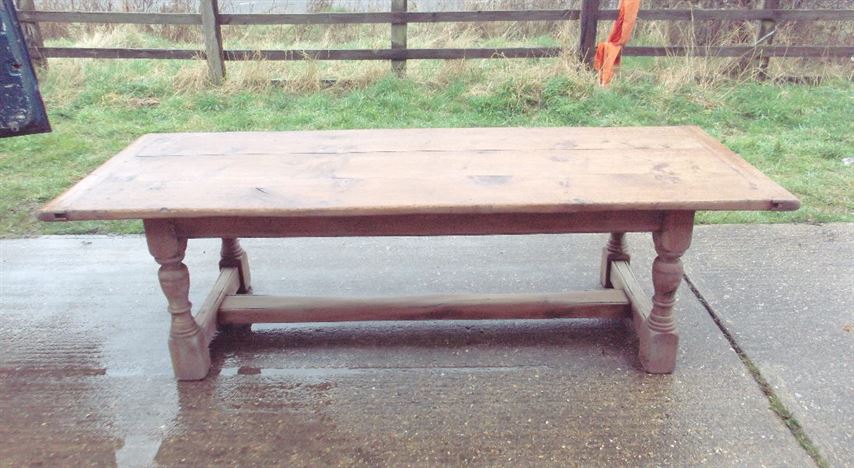 Large Antique Refectory Table - 8ft Jacobean Oak Plank Top Refectory Table To Seat 10 People Comfortably