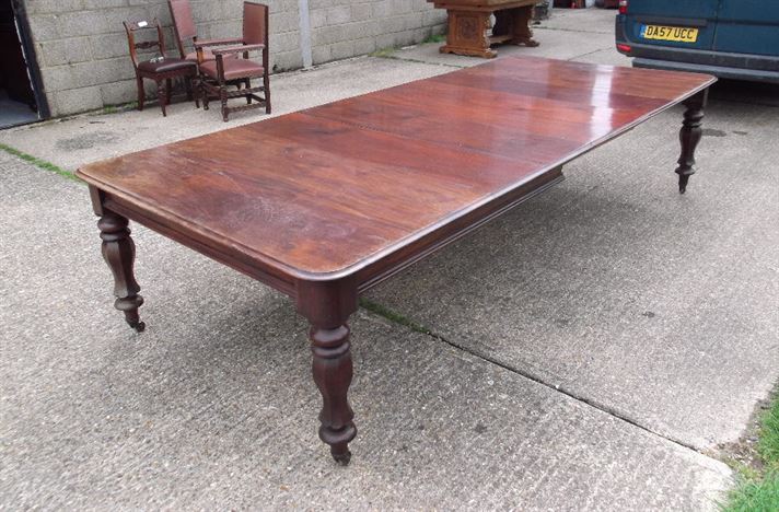 Post Regency 3 Metre Dining Table - 10ft Period Mahogany Extending Dining Table With Leaf Rack To Seat 14