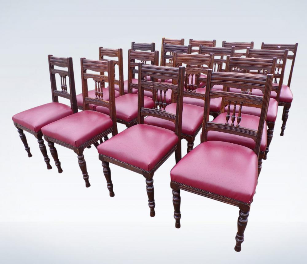Set 16 Antique Dining Chairs From Victorian Arts Crafts Period